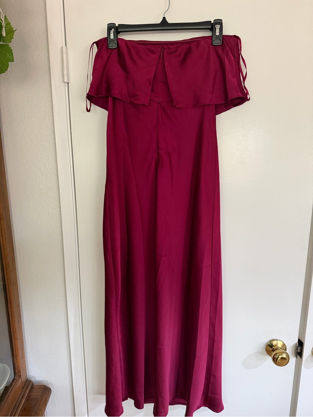 Petal & Pup Strapless Wine Red Midi Dress with Front Slit - Picture 4 of 7